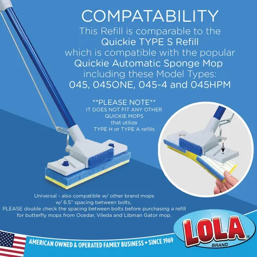 Miniatura 4 de LOLA Recambio de esponja de celulosa SqueezeMatic Butterfly Mop de 9 pulgadas, cabezal de repuesto, limpieza de pisos, comparable con recambio