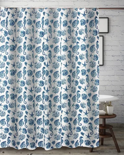 Miniatura 25 de Greenland Home Fashions Cortina de ducha de tela Sensations, decoración elegante para el baño, lavable a máquina, 72 pulgadas x 72 pulgadas, Atlantis