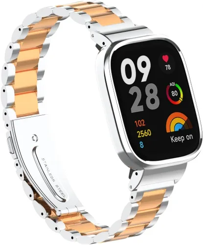 Miniatura 2 de HOPMC - Correa de repuesto clásica con marco de metal y hebilla de malla de acero inoxidable para Redmi Watch 3