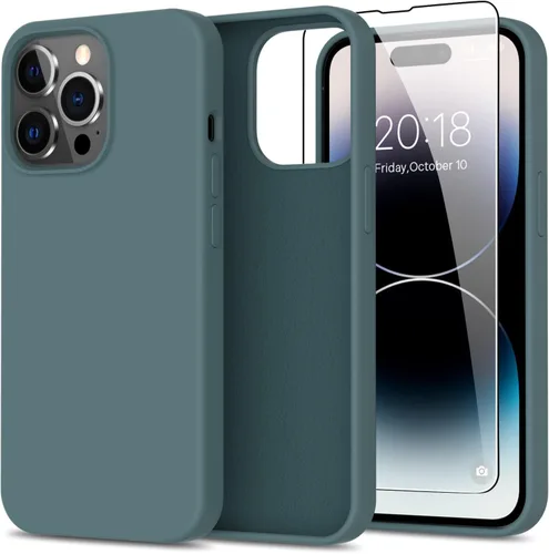Miniatura 44 de bemal Funda para iPhone 14 Pro con protector de pantalla, silicona líquida de ajuste delgado, forro de microfibra suave, diseñada para mujeres