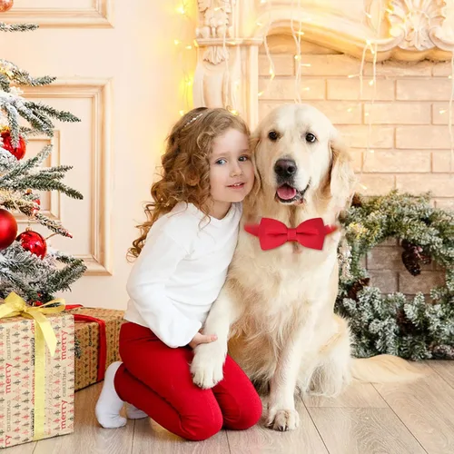 Miniatura 5 de Collar de Navidad Malier con Pajarita - Collares Clásicos Rojos de Vacaciones para Niñas y Niños, Ajustable para Perros y Gatos Pequeños a Grandes