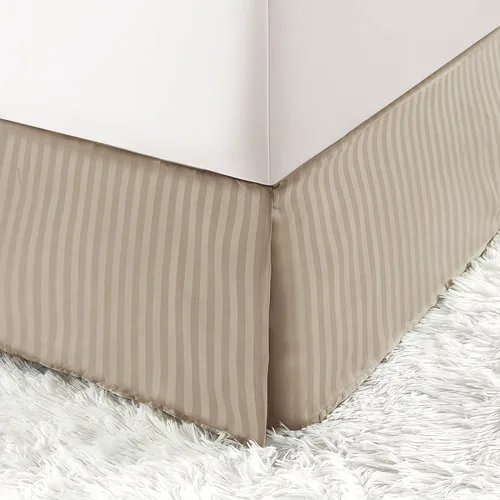 Miniatura 15 de HENGWEITEXT Falda de cama tamaño Queen con esquinas divididas, falda de cama plisada con esquinas divididas, faldas de cama con volantes