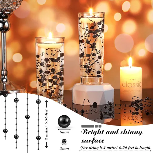 Miniatura 2 de Hicarer Cadena de perlas de 157 pies con 24 cuerdas para velas flotantes, perlas de imitación como relleno de jarrón, ideal para bodas, fiestas