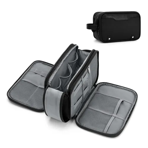 Bolsa de aseo Wedama para hombres, bolsa de aseo colgante de viaje para viajes de negocios, natación, camping, Negro, M, Classic