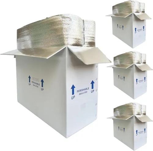 Miniatura 7 de Cajas de envío aisladas de 15 x 10 x 11 pulgadas para alimentos congelados, paquete de 4 cajas de cartón con aislamiento de papel de aluminio, caja
