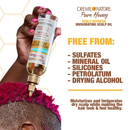Miniatura 2 de Creme of Nature Pure Honey Scalp Refresh Aceite de tratamiento vigorizante para el cuero cabelludo, fórmula ligera con menta y aloe, humedad