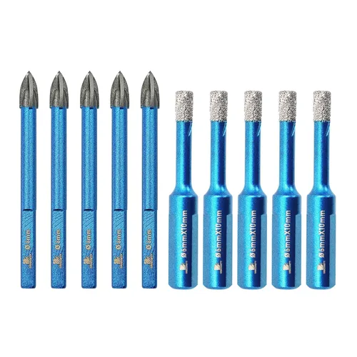 Miniatura 13 de Juego de brocas de núcleo de diamante seco, BRSCHNITT 1/4"*2, 5/16", 3/8" sierra de agujeros de diamante y brocas de carburo de 1/4"*3, 5/16"*2