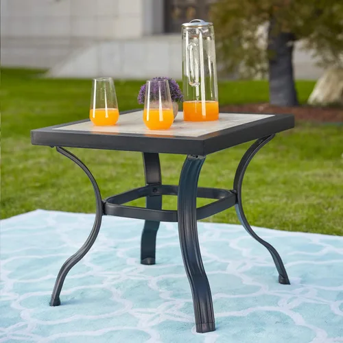 Miniatura 6 de LOKATSE Mecedora para patio, al aire libre, juego con mesa de café Caqui / negro