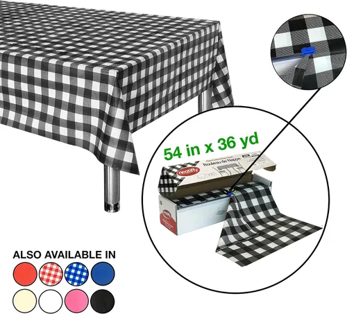 Miniatura 2 de Neatiffy Rollo de mantel de plástico desechable Mantel impermeable de 54 pulgadas x 108 pies Mantel para mesas rectangulares, cuadradas