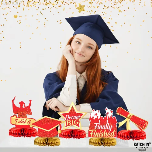 Miniatura 3 de KatchOn, Centros de mesa de graduación rojos y dorados para mesas 2026 – Paquete de 9 Centros de mesa de graduación 2026 para decoraciones