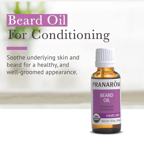 Miniatura 4 de Pranarom - Aceite para barba (1.0 fl oz) - Grado terapéutico natural 100% puro - Jojoba, cedro e incienso Certificado orgánico USDA y ECOCERT