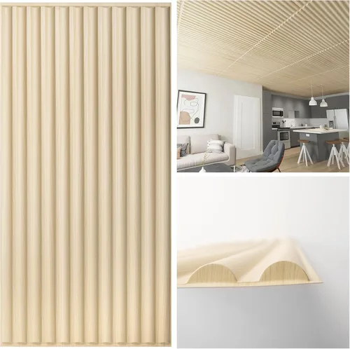 Miniatura 9 de Art3d - Paneles de techo colgante de 2x4 pies en negro, diseño semi-cilíndrico de 12 hojas, paneles de pared 3D para decoración interior de pared