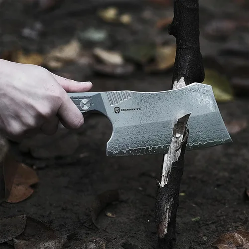 Miniatura 5 de Cuchillo de carnicero, cuchillo de chef de 6 pulgadas con funda, cuchillo de carnicero de espiga completa con mango verde G10, acero de damasco