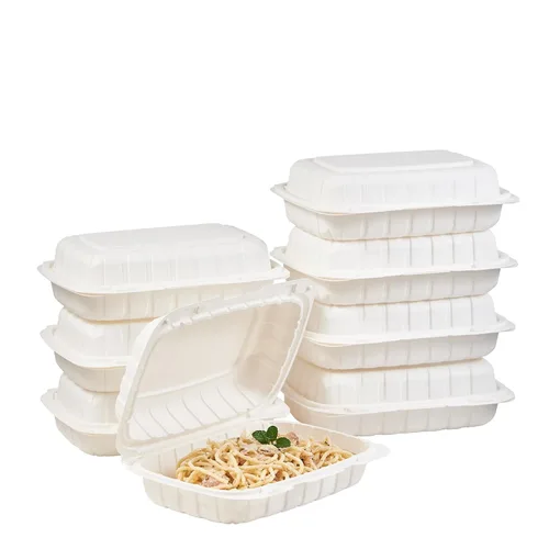 Miniatura 15 de FULING 100 unidades de contenedores desechables de plástico transparente con bisagras para llevar alimentos, 15 cm de ancho, envases desechables