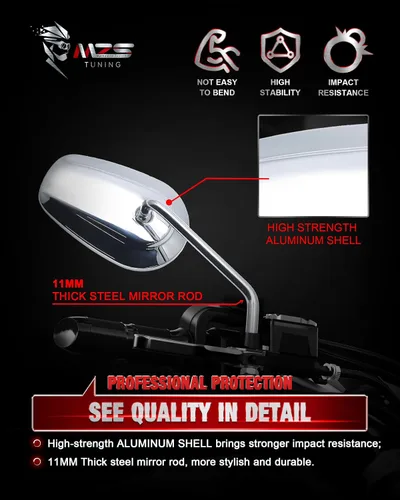 Miniatura 3 de MZS Espejos de motocicleta de carreras, espejo retrovisor lateral negro compatible con EX 500 2024-2025 / ZX6R 2013-2023 / EX300 ABS 2013-2018 / EX