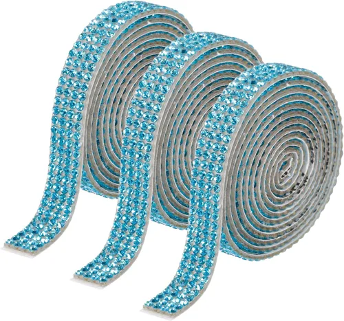 Miniatura 76 de MECCANIXITY 3 rollos de cinta de diamantes de imitación autoadhesiva de 3 yardas y 0.315 in para proyectos de artes y manualidades, pasteles de Beige