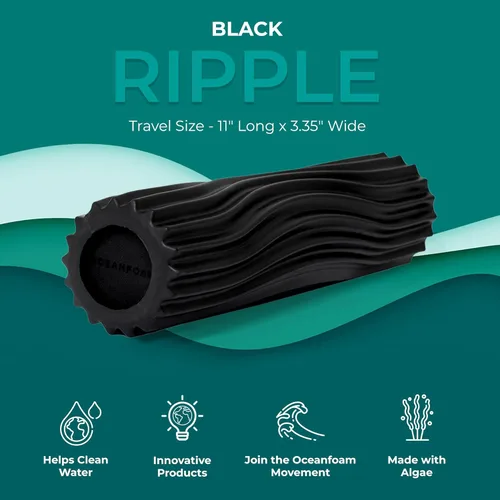 Miniatura 4 de Oceanfoam Ripple - Rodillo de espuma de viaje (11 x 3.35 pulgadas), mini rodillo de espuma firme para terapia física, masaje de tejido profundo