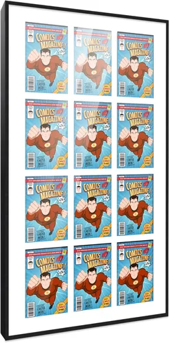 Miniatura 18 de Poster Palooza Marco de cómic con paspartú para 1 cómic de la Edad de Bronce publicado entre 1970 y 1985, marco de cómic negro para cómic de 7.25 x