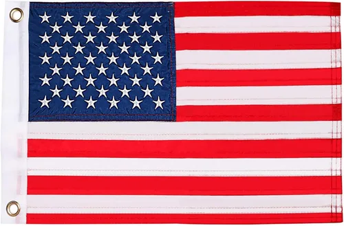 Bandera de Estados Unidos de 12 x 18 pulgadas, bandera patriótica pequeña de Estados Unidos cosida con 50 estrellas para motocicleta, yate, barco,