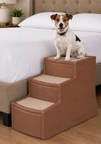Miniatura 12 de Pet Gear Easy Step III Escalera para mascotas, 3 escalones para gatos/perros, alfombras lavables extraíbles, para mascotas de hasta 150 libras,