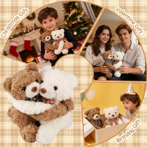Miniatura 7 de Ositos de peluche que se abrazan, Dos ositos de peluche que se abrazan, animales de peluche para parejas, novias, niñas, niños con velcro