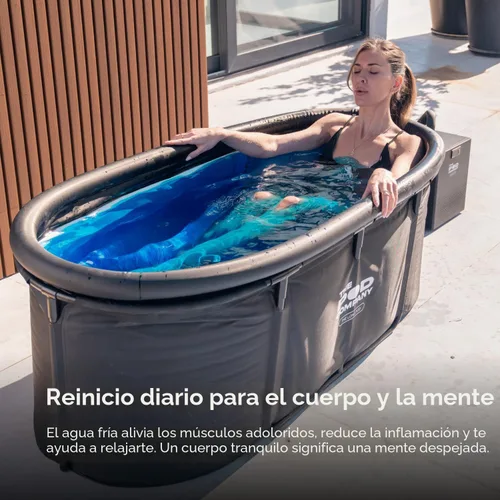 Miniatura 6 de The Pod Company Long Pod Cold Plunge – Bañera de hielo inflable extra grande de 126 galones para terapia de agua fría – Diseño elástico de cuerpo