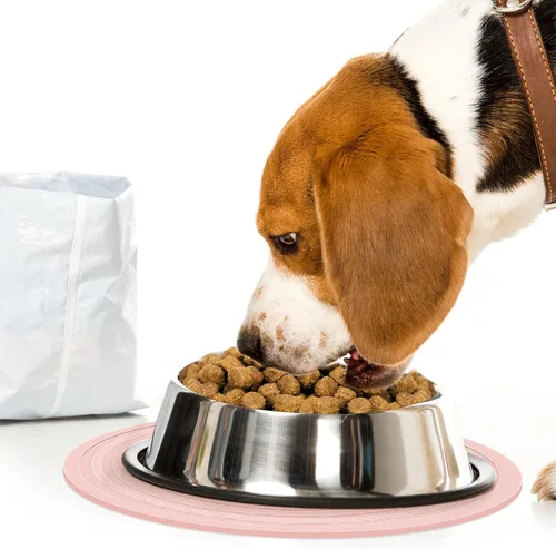Miniatura 4 de Tapete de silicona de 2 piezas de comida para mascotas para perros y gatos, mantel individual para evitar el desbordamiento de alimentos y agua