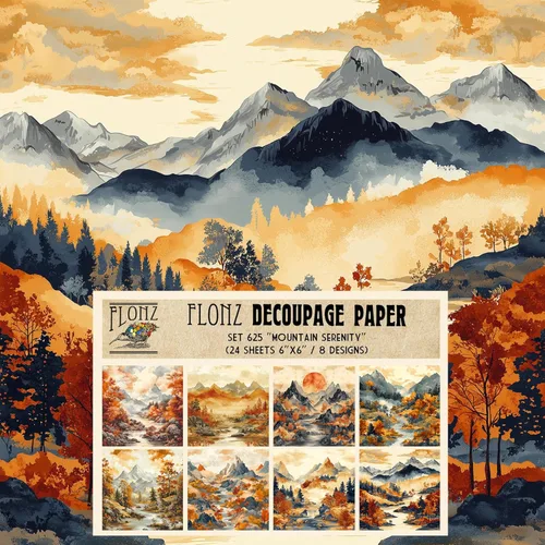 Miniatura 5 de Decoupage - Paquete de papel (24 hojas de 6 x 6 pulgadas), místico bosque nevado ~ árboles estilizados en colores profundos de invierno, cielos