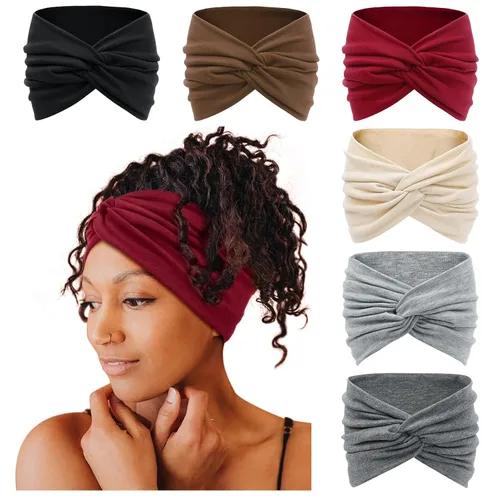 Tobeffect Diademas extra anchas de 7 pulgadas para mujer, diadema grande y gruesa para la cabeza, bandana bohemia para cabello de mujer, banda
