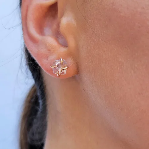 Miniatura 41 de Aretes de piedra preciosa natural en bruto con oro rosa sobre plata de ley 925, 6 a 0.276 in, regalo de piedra de nacimiento de calidad genuina