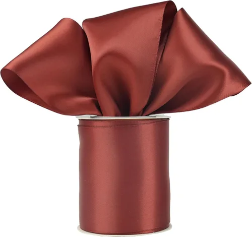 Cinta de satén de doble cara óxido de 3 pulgadas x 10 yardas, cinta de satén de terracota roja óxido ancha para decoración de bodas, envoltura de