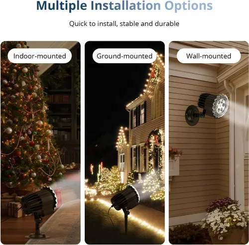 Miniatura 3 de Proyector de luces de copo de nieve para exteriores, 9 vatios súper brillantes, lámpara de nevada, proyección de luz nocturna, luces LED