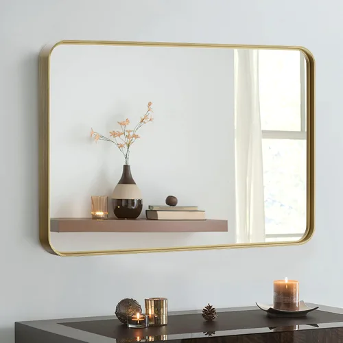 Miniatura 15 de NicBex Espejo de tocador de baño de 32 x 22 pulgadas, espejo de pared con marco de aleación para tocador de baño, dormitorio, pasillo y decoración