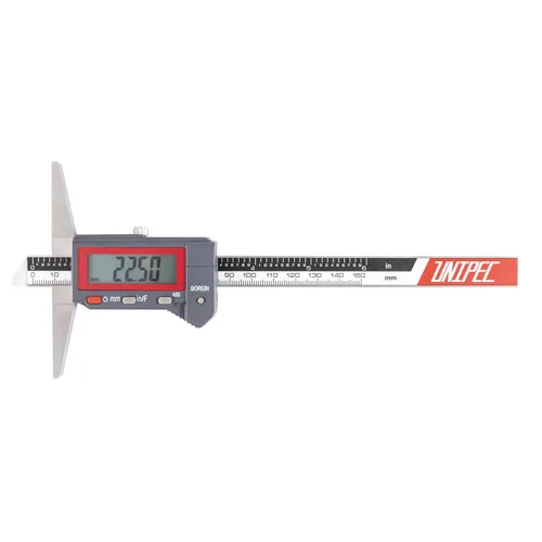 Calibre Digital de Profundidad Absoluto 0-150 mm / 0-6", Precisión de ±0.02 mm, Resolución de 0.01 mm/0.0005", Medidor de Profundidad Electrónico