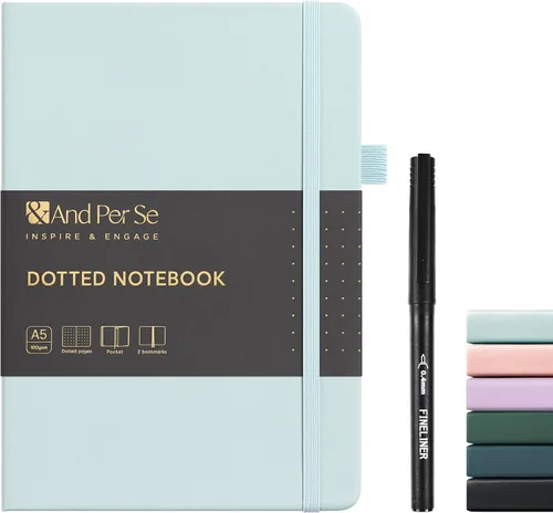 Miniatura 21 de &And Per Se Juego de diario y bolígrafo forrados, cuaderno A5 de tapa dura de cuero con bolígrafo y juego de papelería, 160 páginas de 3.53 oz/m²