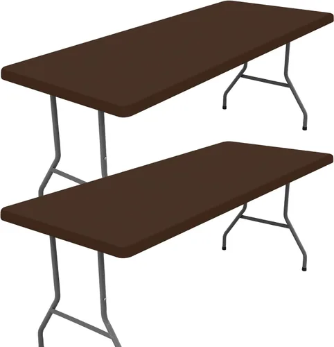 Miniatura 10 de Moosfor Paquete de 2 manteles rectangulares de elastano de 4 pies, elásticos y ajustables para pícnic, cubierta de mesa de patio elástica y lavable