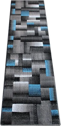 Miniatura 25 de Masada Rugs, Alfombra de Área Moderna Contemporánea, Azul Gris Negro (2 Pies X 3 Pies) Tapete