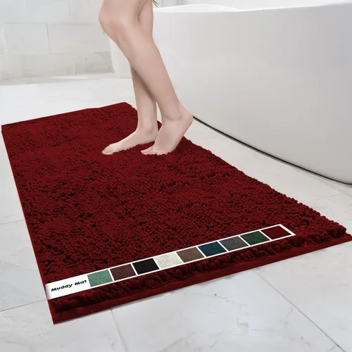 Miniatura 65 de Muddy Mat Alfombras de Baño de Chenilla de Microfibra de Secado Rápido Antideslizantes Lavables, Extra Gruesas, Suaves y Altamente Absorbentes Gris