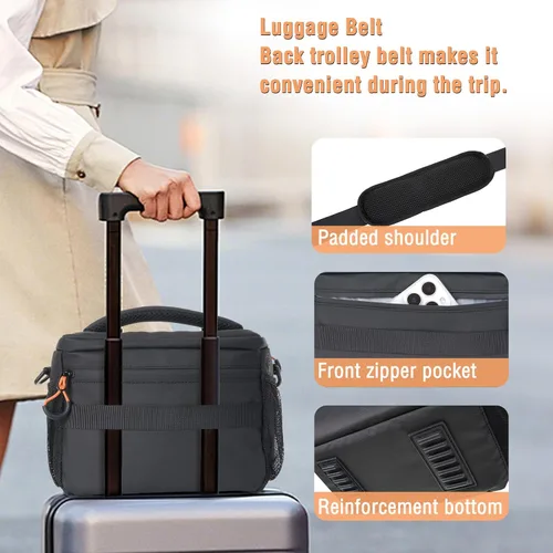 Miniatura 6 de MOSISO Bolsa pequeña para cámara para fotógrafos, bolsas compactas para cámara al hombro para cámaras DSLR/SLR/sin espejo, bolsa de fotografía Negro