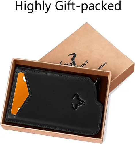 Miniatura 7 de Tarjetero delgado para hombre cartera de aluminio grande con clip para dinero 8 tarjetas bloqueo RFID