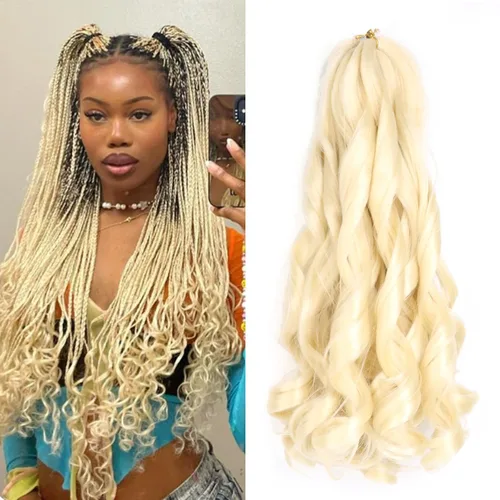 Miniatura 14 de Cabello rizado francés para trenzar de 12 pulgadas, 8 paquetes de cabello rizado preestirado para trenzas de caja, rizos franceses, trenzas