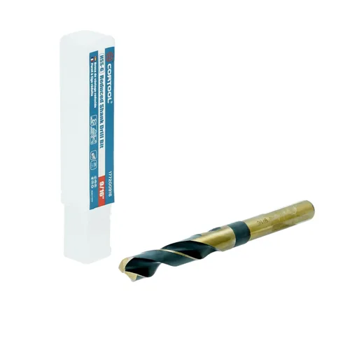 Broca de 9/16 pulgadas | Acero de alta velocidad de vástago reducido | Broca 9/16 para metal y acero | Brocas HSS M2 negro y dorado con vástago de