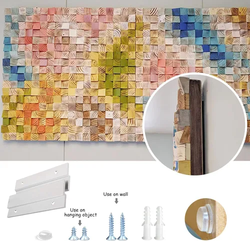 Miniatura 6 de Colgador de Cuadros con Riel Francés, Colgador Z de Aluminio Sistema de Montaje en Pared Entrelazado Kit de Herrajes Clips Z para Colgar Cuadros