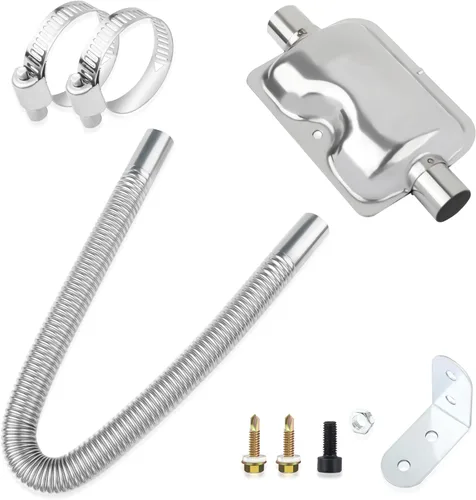 Tubo de escape del calentador diésel de 25 mm/0,98", con silenciador, tubo de acero inoxidable para sistema de admisión y escape modificado del