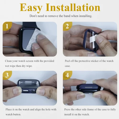 Miniatura 8 de Juego de 3 fundas compatibles con Apple Watch SE 3 Series 6/5/4 de 44 mm con protector de pantalla de vidrio templado, cubierta protectora