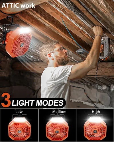 Miniatura 4 de Taingwei Ventilador portátil con control remoto para batería de litio BLACK+DECKER de 20 V, ventilador de camping con 3 ajustes de velocidad