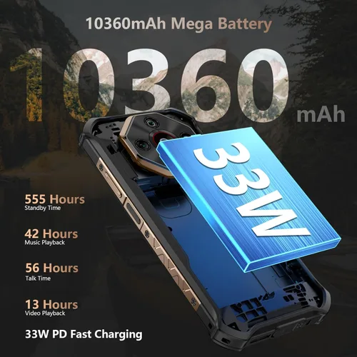 Miniatura 3 de Ulefone Armor X16 Pro 5G Smartphone Resistente, 16GB+256GB MTK Dimensity 6300 Android 15, cámara principal de 64MP+25MP, 10360mAh, pantalla Corning