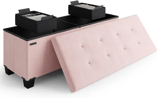 Miniatura 124 de Cubo otomano de almacenamiento con cubo pequeño, otomana cuadrada de 15 pulgadas con almacenamiento para sala de estar y dormitorio, reposapiés
