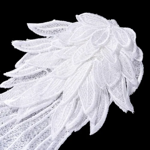 Miniatura 3 de Onwon 1 par de alas de ángel 3D bordadas, escote de encaje, aplicación de costura, parches blancos pequeños 1 par blanco Small