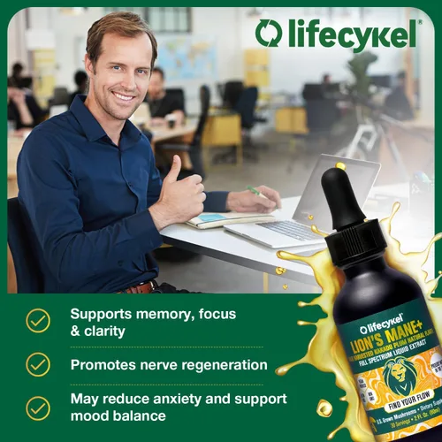 Miniatura 5 de Life Cykel Cordyceps + Lion's Mane Extract Pack – Suplemento orgánico de hongos para energía, concentración y claridad mental – Gotas líquidas